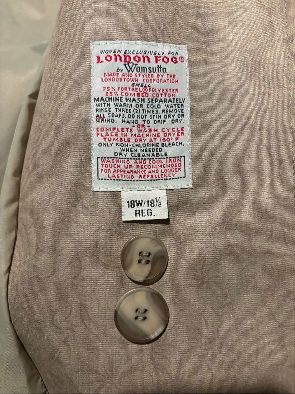 London Fog Taupe Floral Jacquard Trench Coat - Picture 6 of 6